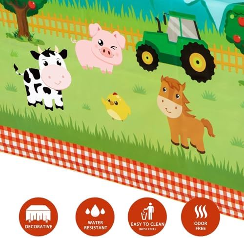WERNNSAI 2 PCS Farm Table Cloth for Kids Party