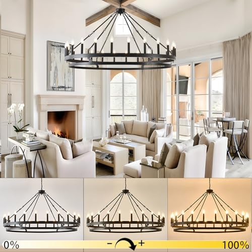 53 Inch Wagon Wheel Chandelier 24 Light Farmhouse