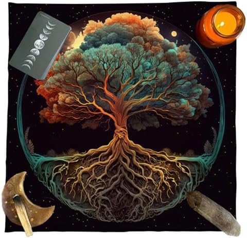 Spiritual Tablecloth with Trees of Life Design
