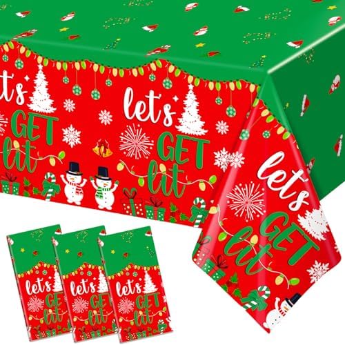 3Pcs Lets Get Lit Christmas Party Decorations Tableware Set