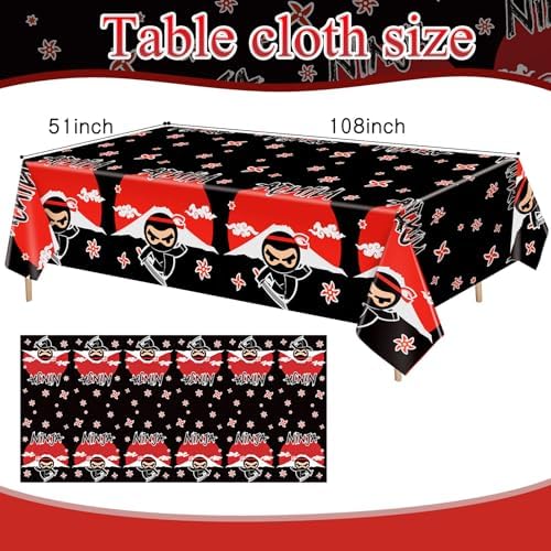Gejoy 3 Pcs Ninja Theme Tablecloth Set