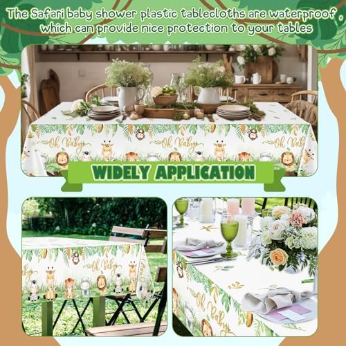 6 Pcs Safari Baby Shower Tablecloths Jungle Animals Decorations