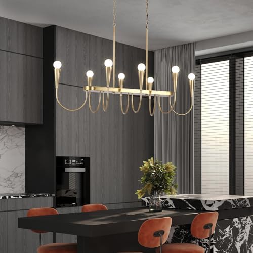 Modern Farmhouse 8-Light Gold Chandelier for Dining Room
