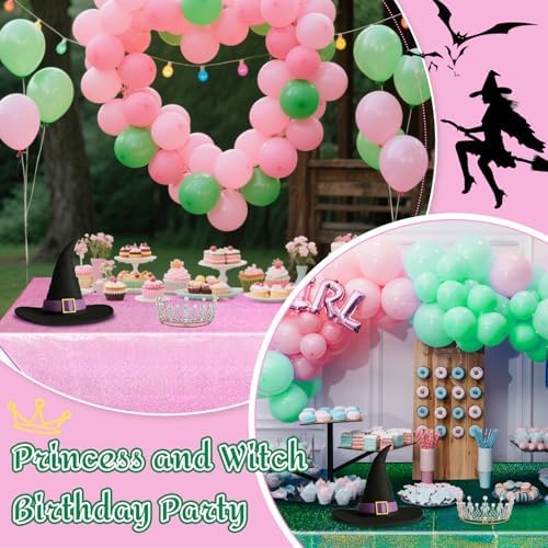 6 Pcs Witch Holographic Tablecloths Pink Green Party Decorations