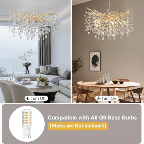 YUYI 30 Inch Gold Tree Branch Chandelier 10 Lights