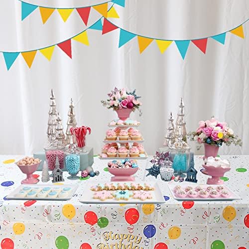 Rainbow Table Cloth 4 Pack for Birthday Party Decorations