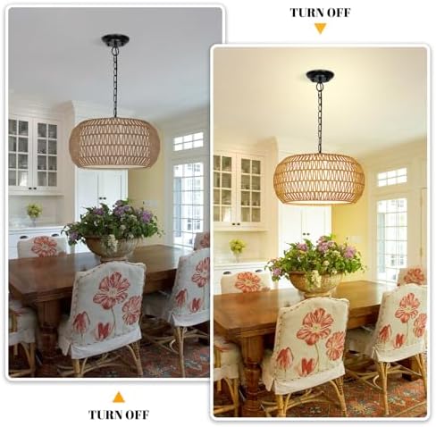 VerRon 19 Inch Rattan Chandelier for Dining Room and Kitchen