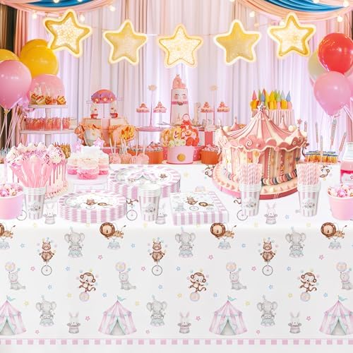 Circus Party Decorations Tablecloth 3 Pack for Girls