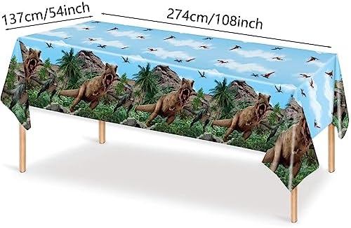 3 Pack Dinosaur Tablecloths for Birthday Parties