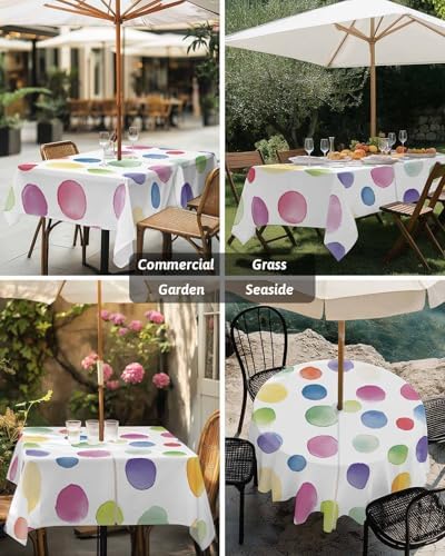 Perdecor 54x54in Waterproof Tablecloth with Umbrella Hole and Zipper