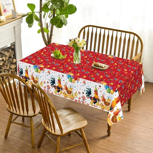 Lide Road Rooster Party Tablecloth 2 Pcs 54x87 Inch