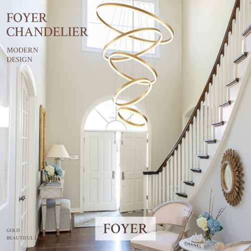 5-Rings Dimmable LED Chandelier with Remote Control