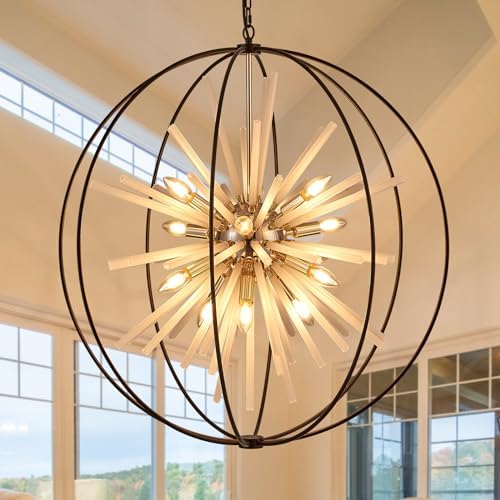 315 Inch Black Gold 16 Light Sputnik Chandelier