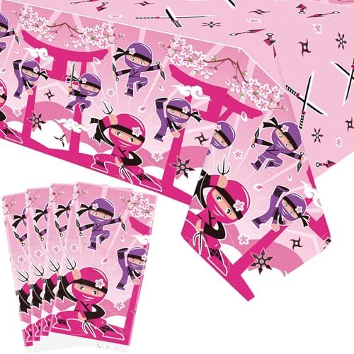 4 Pack Ninja Girl Party Tablecloth - 51 x 86 Inches