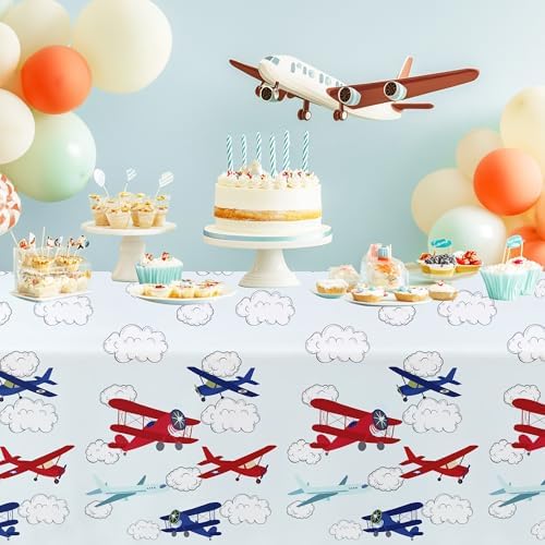Airplane Party Decorations Tablecloth 3 Pack Disposable