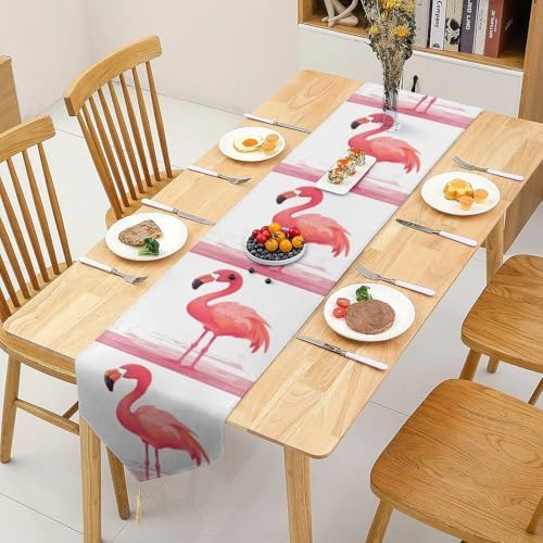 Cartoon Flamingo Table Runner Reusable Plush 178x33cm