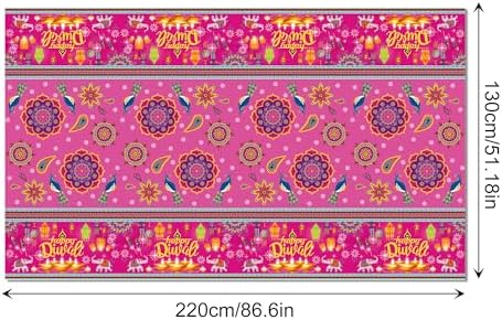 2 Pcs Happy Diwali Plastic Table Covers 54x87 Inches