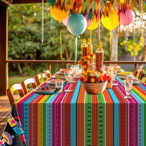 WovWeave 3 Pcs Mexican Fiesta Tablecloths Happy Birthday Decor