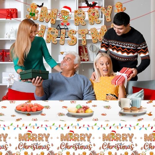 HigzYovn 3 Pcs Gingerbread Christmas Tablecloth