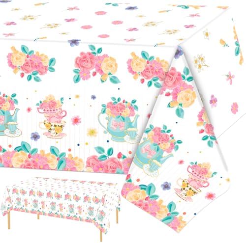 PHOGARY 2 Piece Floral Tablecloth for Party Decor