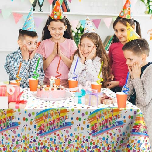 Colorful Happy Birthday Table Cover 54x108 inch