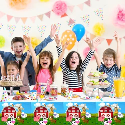 MEMOVAN Farm Animal Tablecloth 3pcs Disposable