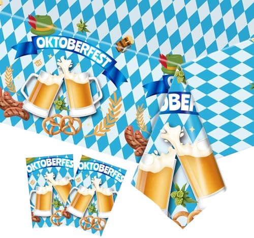 Oktoberfest Party Tablecloths Blue White Checkered Decor