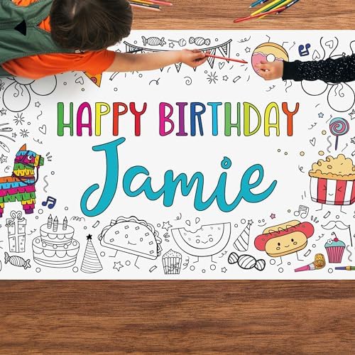 Customizable Happy Birthday Tablecloth for Kids - 30X72 Birthday Poster