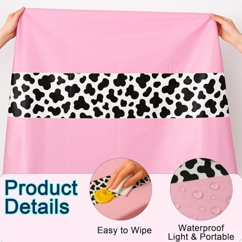 3 Pack Pink Cow Print Tablecloth 108 x 54 Inch Party Cover
