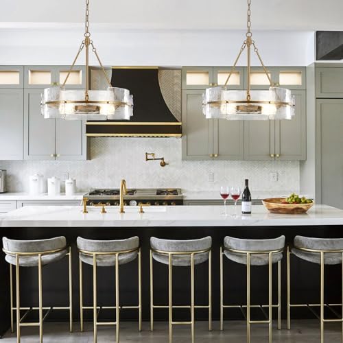 Modern Gold Glass Chandelier for Dining Room and Living Space