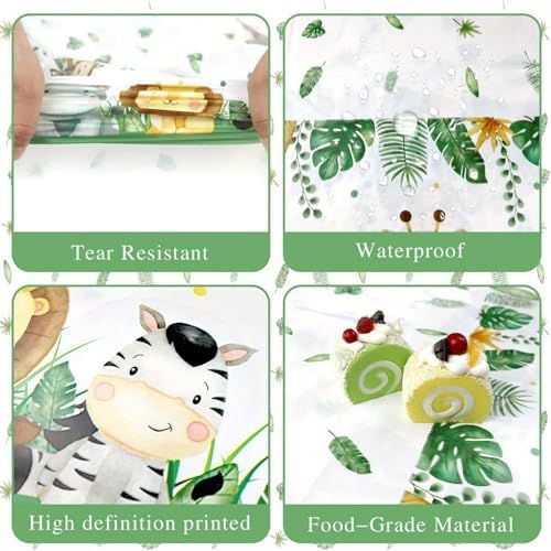 Jungle Safari Tablecloths Animal Print Table Cover 2 4 6 Pieces