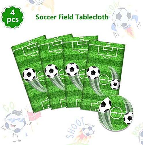 4 Pack Soccer Tablecloths for Boys Birthday Party Decorations