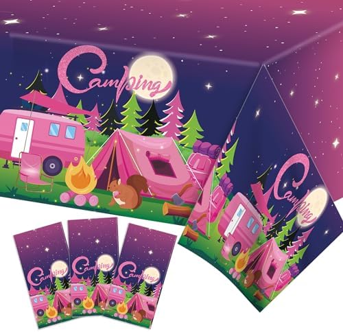 3 Pcs Pink Camping Tablecloth for Party and Home Use