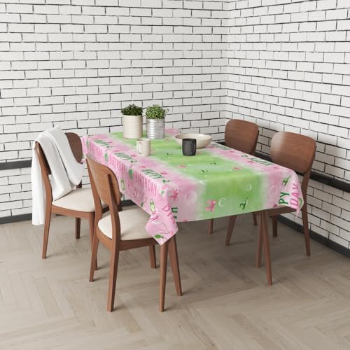 3pcs Pink and Green Bow Tablecloth Set for Parties and Events
