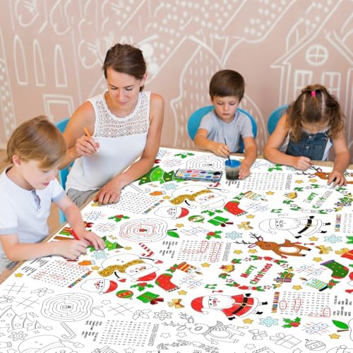 2 Pack Christmas Coloring Tablecloth for Kids