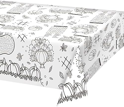 Gatherfun Disposable Thanksgiving Tablecloth with Turkey Design