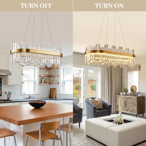 393 Inch Dimmable Gold LED Crystal Chandelier