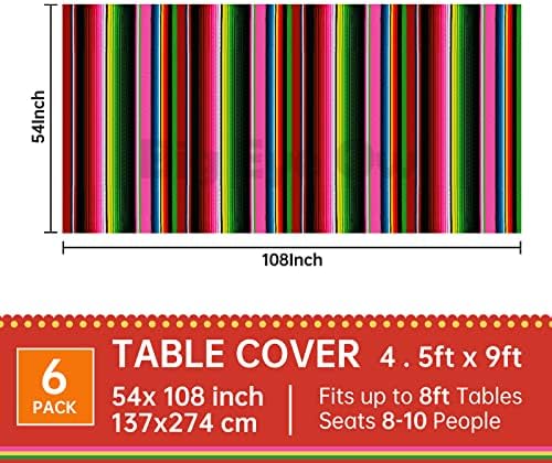 6 Pcs Cinco De Mayo Tablecover with Mexican Fiesta Design