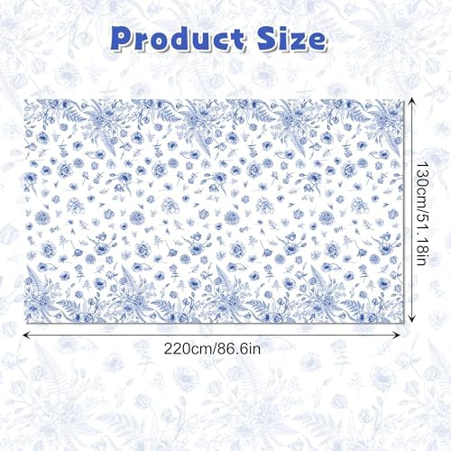 2Pcs Blue White Floral Party Tablecloth