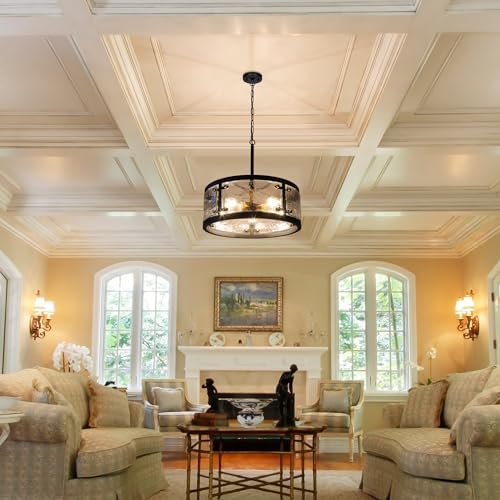 20 Black Drum Chandelier with 5 Lights