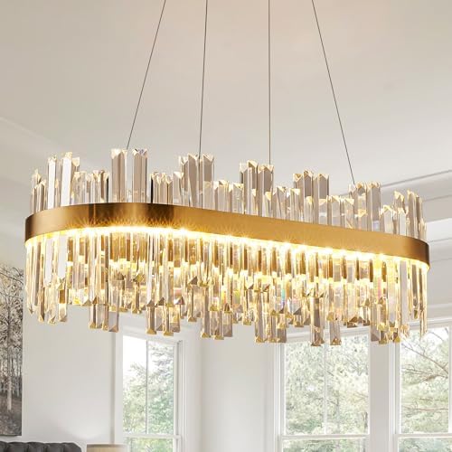393 Inch Dimmable Gold LED Crystal Chandelier