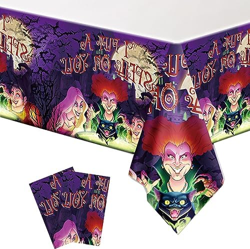 Omto 2pcs Hocus Pocus Tablecloth for Birthday Party