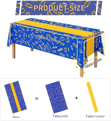 4Pcs 2in1 Gold Ring Tablecloth for Birthday Parties