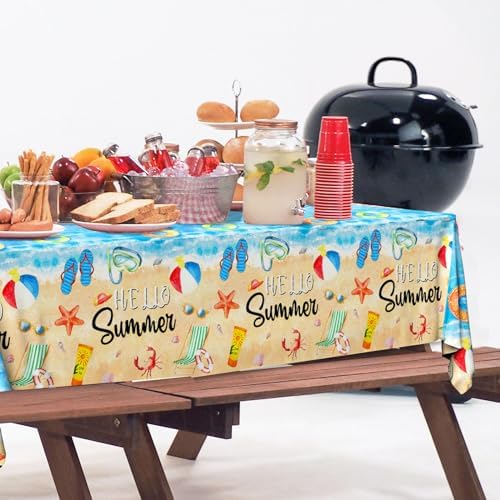 GREHUMOR 3pcs Hawaiian Summer Tablecloths for Beach Parties