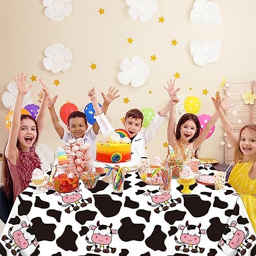 3 Pcs Cow Print Tablecloth for Farmhouse Birthday Party