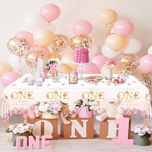 2 Pack Floral Little Miss Onederful 1st Birthday Tablecloths