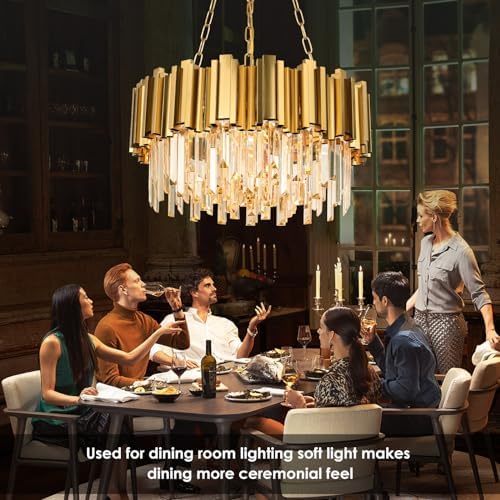 Modern Gold Crystal Chandelier with 9 Lights