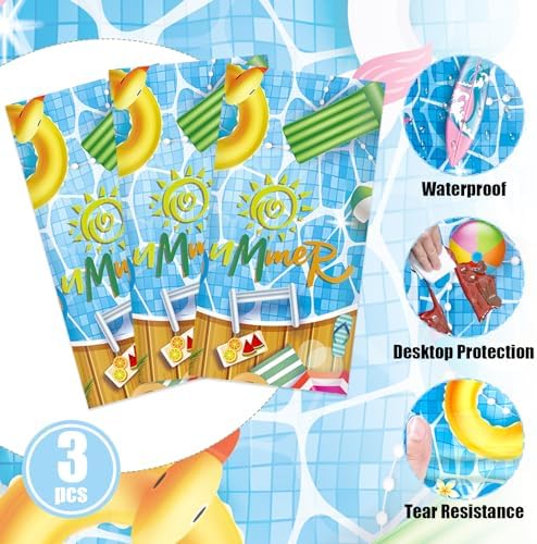 3 Piece Pool Party Plastic Tablecloths 54x108 Inch