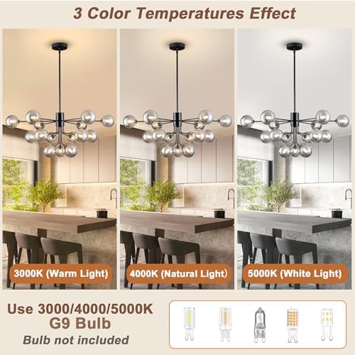 15 Light Sputnik Chandelier Black Modern Ceiling Light Fixture