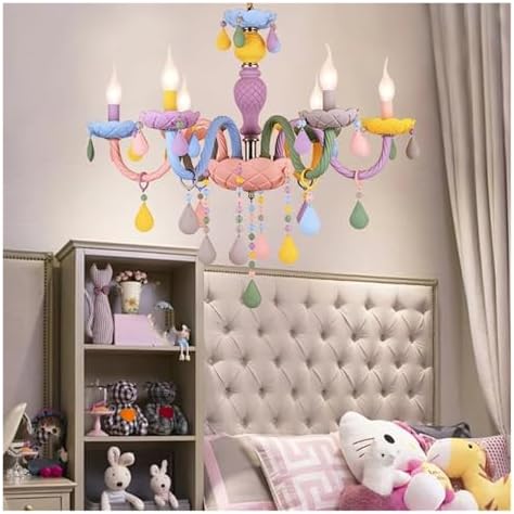 Modern Romantic Rainbow Crystal Chandelier for Kids Bedroom